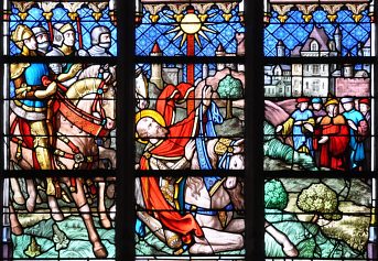 Vitrail de la Conversion de Saint Paul, registre inférieur Vitrail de la Conversion de Saint Paul, registre inférieur