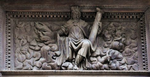 Le Père céleste dans les nuées (boiserie sur la porte de Martainville)