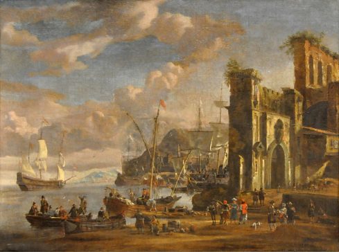 «Port méridional», huile sur toile