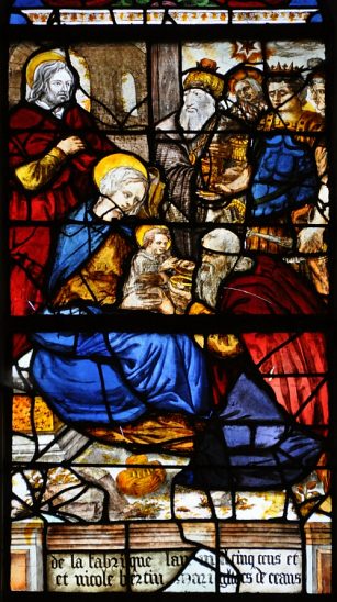 Vitrail «La Nativité et l'Adoration des Mages», détail