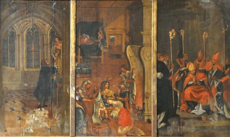 Triptyque «Vie de saint Edme», peinture sur bois