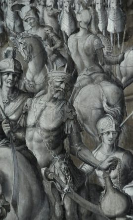 Panneau Renaissance en grisaille (XVIe siècle), détail